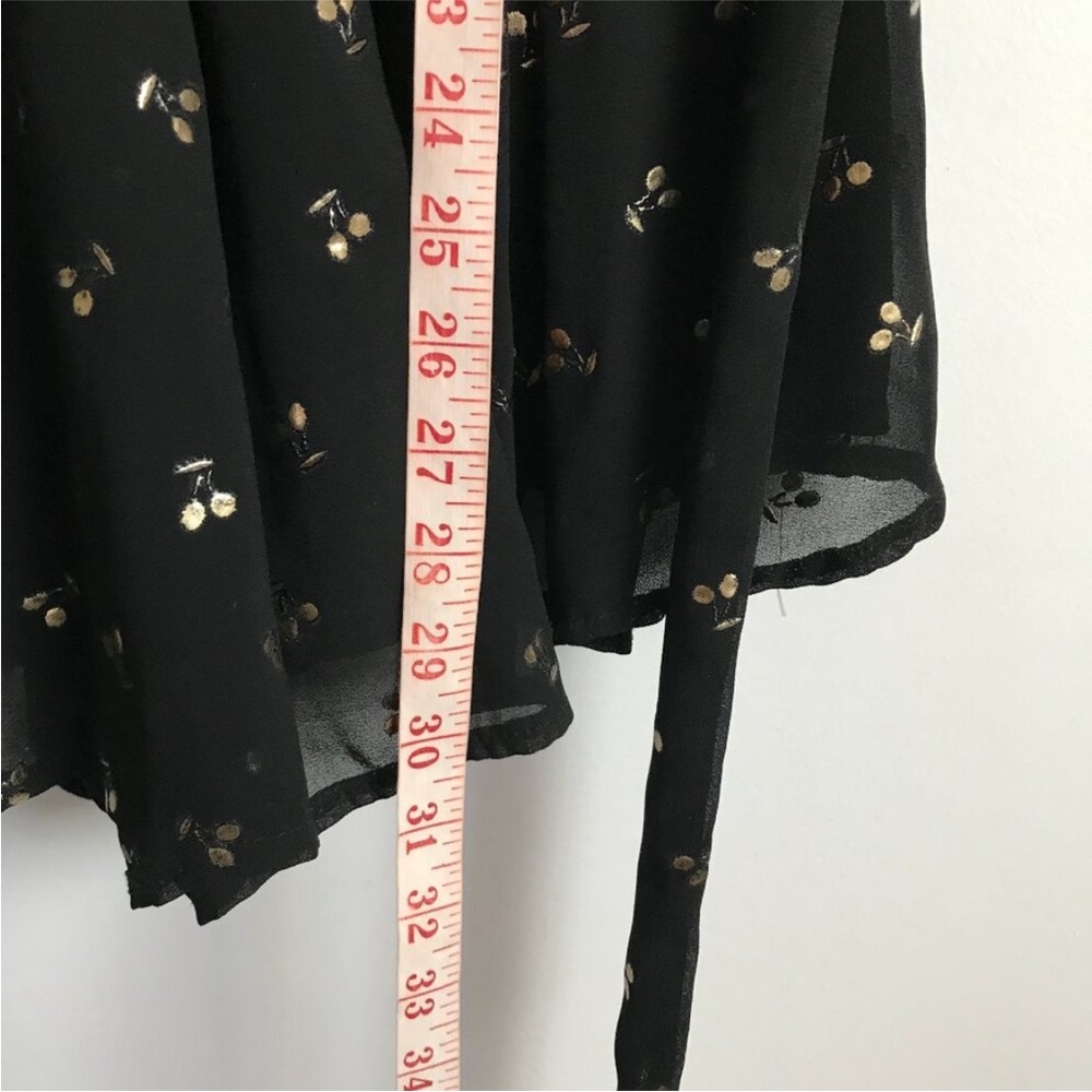 RUMOR BLACK PLAYSUIT CREPE LONG SLEEVE CHERRY WOMENS SMALL - Picture 9 of 12